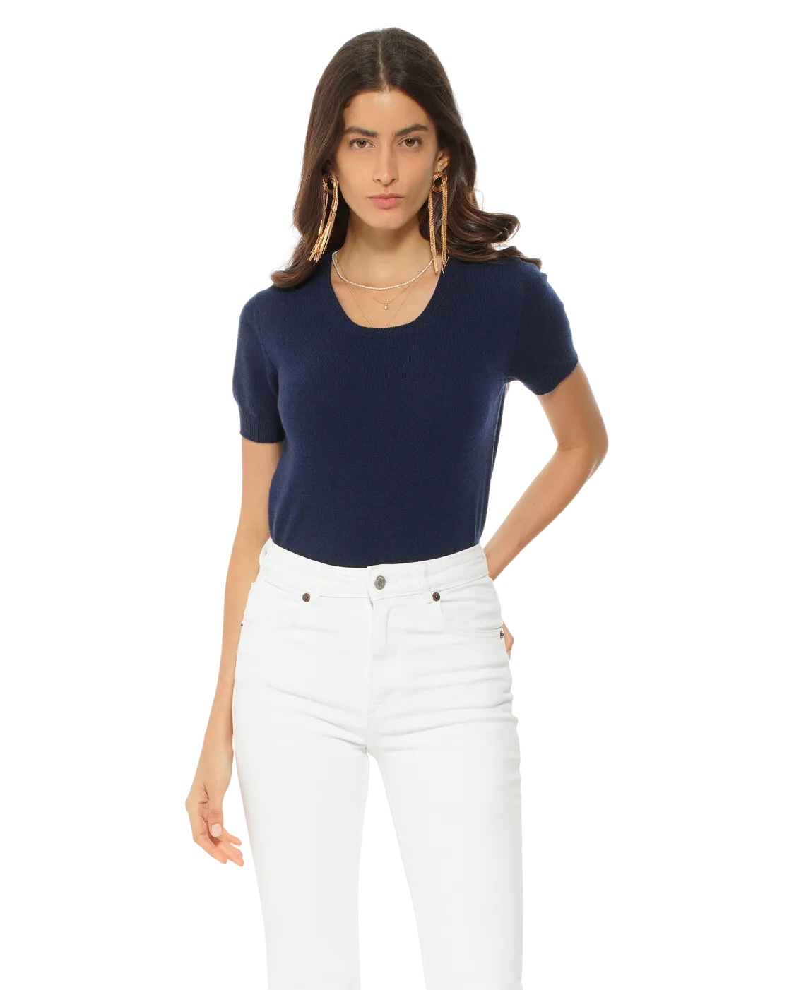 Women's Pure Cashmere T-Shirt Blue